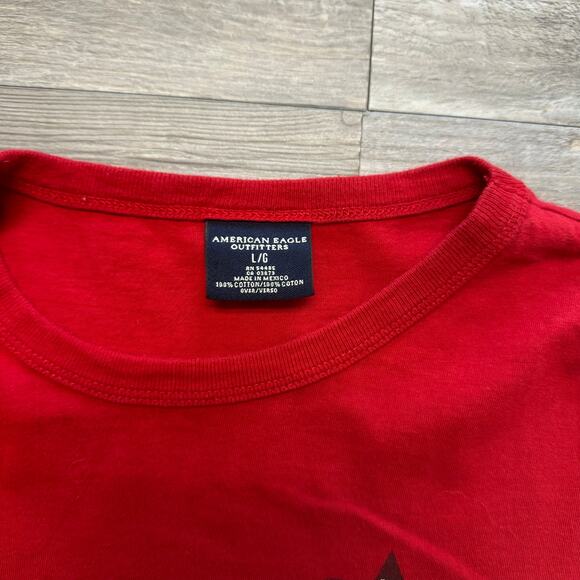 Vintage American Eagle Red Mens L Skater Graphic Edgy T-Shirt Pin Up Girl y2k - Picture 4 of 8